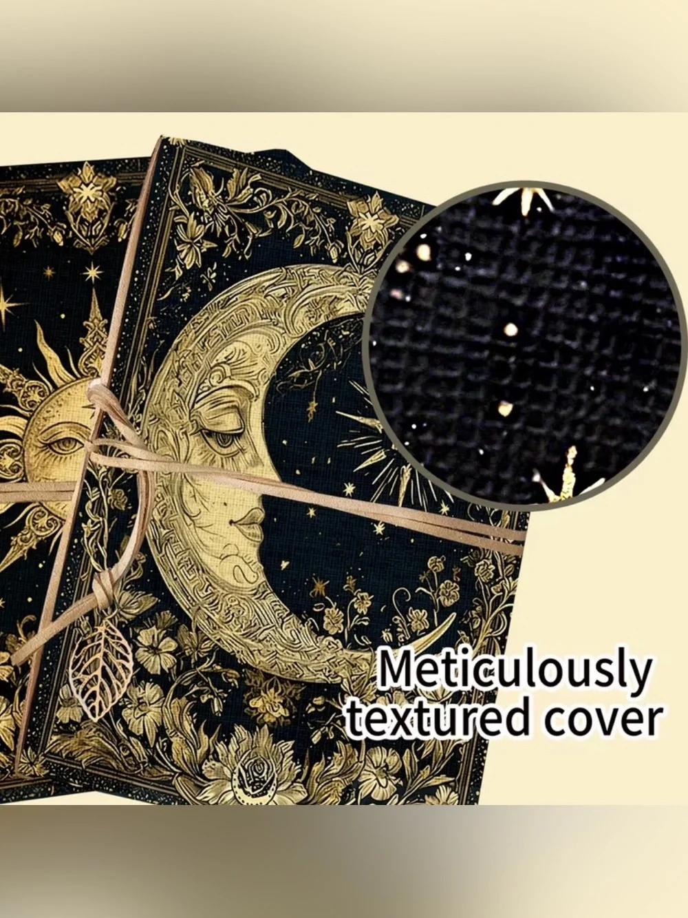 Celestial Moon Embossed Journal - Black & Gold